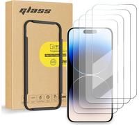 FYY 4 packs de protections d'écran pour iPhone 14 Plus, verre trempé HD