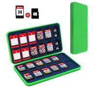 FYY Étui de jeu Nintendo Switch - Étui pour cartouche Nintendo Switch vert marine avec 24 emplacements pour cartes de jeu et 48 emplacements pour cartes Micro SD, coque rigide, doublure en silicone