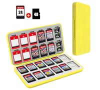 FYY Étui de jeu pour Nintendo Switch - Étui jaune pour Nintendo Switch avec 24 emplacements pour cartes de jeu et 48 emplacements pour cartes Micro SD, coque rigide, doublure en silicone