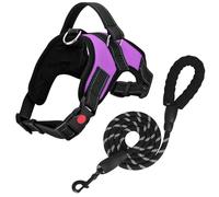 FYY Harnais anti-traction pour chien - Harnais respirant et réglable avec laisse, réfléchissant Oxford facile à contrôler avec poignée robuste pour chiens de petite, moyenne et grande taille, taille L