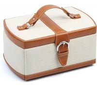 FYYYSLKX Boîte à Bijoux de Voyage Portable avec Miroir, en Lin, for Femmes, Colliers, bagues, Montres