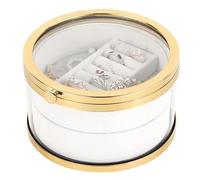 FYYYSLKX Boîte à Bijoux Ronde en Verre Transparent, Double Couche, empilable, Organiseur de Voyage