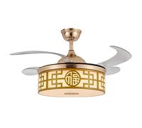 FYZDLAOR Ventilateur de Plafond furtif en Acrylique à Conversion de fréquence LED de Style Chinois 96 W, température de Couleur réglable, 6 Vitesses, avec télécommande, éclairage du Ventilateur