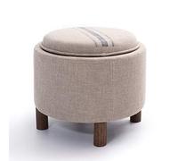 FYZLOIPU Coffres De Rangement pour Adultes, Repose-Pieds, Forme Ronde, Table À Thé, Repose-Pieds Et Poufs, Tabourets Multifonctions, Chaise De Salon, De Chambre,Stripe-Red