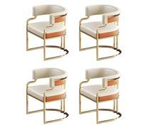 FYZLOIPU Lot De 4 Chaises De Salle À Manger Modernes du Milieu du Siècle, Fauteuils À Dossier Bas Rembourrés avec Assises en Similicuir Et Pieds en Laiton - Idéal pour La Décoration De La C,