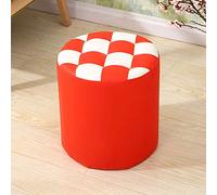 FYZLOIPU Repose-Pieds Rond en Similicuir Et Bois, Style Tendance, pour Salon, avec Pieds en Bonbon, pour Canapé, Chaise, Repose-Pieds Rond, Rouge,