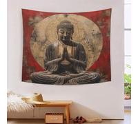 FZALUECVA Statue du Bouddha 3D Effet Tapisserie Décoration Murale Tapisserie Murales Décoration Murale En Tissu Pour Chambre Salon Serviette De Plage Tenture Murale 130cmx150cm