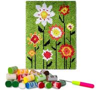 Fzamudng Kit de Tapis Crochet à Point Noué 38 x 52 cm pour Adultes - Création de Loquet avec Impression Couleur à Faire Soi-même