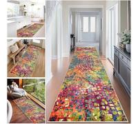 Fzamudng Tapis de Couloir antidérapant Tapis Cuisine Devant Evier Lavable 100 x 550 cm Tapis de Passage Long Tapis Paillasson Absorbant pour Salon Chambre Buanderie Tapis de Entree Interieur Long
