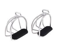 Fzaqwen 1 Paire Étriers Sécurité Cheval Acier Inoxydable Étriers Western Tapis Caoutchouc Support Secure Adaptés pour Homme Femme Randonnée