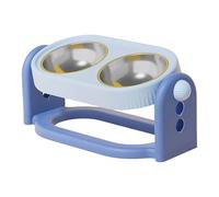 Fzaqwen 2 Pièces Gamelle Chat Élevée Inclinée Whisker Friendly Animaux Petit Support Réglable Acier Inoxydable Convient Nourrir Eau Maison Intérieur, Bleu
