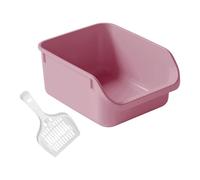 Fzaqwen Bac à Litière pour Chat Semi Fermé Anti Éclaboussures Plateau Ouvert Haut avec Entrée Basse Boîte pour Chaton Non Collante et Récipient Facile, Rose