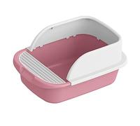 Fzaqwen Bac à Sable Portable Semi-fermé, Amovible et Facile à Transporter pour Chats et Petits Animaux, Rose52cmx36cmx21.5cm
