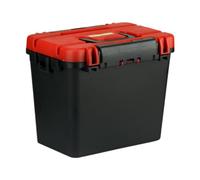 Fzaqwen Boîte de Pêche Siège Caisse Rangement Matériel Leurre Plateau Amovible Support pour Canne Matériau PP Robuste Poignée Pliante Adaptée pour Homme Équip, Couvercle Rouge