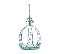 Fzaqwen Couronne Élégante Jardinière Suspendue Panier Décoratif à Fleurs Iron Métal Structure Résistante Conteneur Plantes Adapté à Balcon Extérieur, Bleu