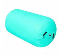 Fzaqwen Coussin de Gymnastique Gonflable Tapis Rouleau Cylindre Coussin d'Air en PVC Dense pour Progression des et de la Stabilité Exercices d'Étirement, Vert Menthe, 07x09m Pompe Élec EU