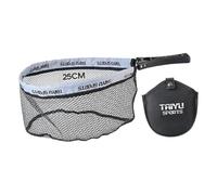 Fzaqwen Filet de Pêche Filet de Pêche Pliable Filet de Capture à Main Filet de Débarquement Compact Filet Résistant avec Anneaux Métalliques Épaissis et Poign, L