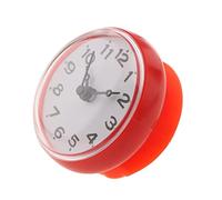Fzaqwen Horloge Étanche Mini Horloge de Salle de Bain Ventouse Imperméable Horloge Murale Compacte Horloge Ventouse Silicone Utilisation sur Sèches A, Rouge