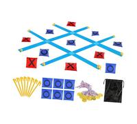 Fzaqwen Jeu de Set de Lancer de Sacs Cible Interactif avec Sacs à Lancer et Médailles pour Toutes Générations Convient pour Sortie Jardin, Morpion Bleu