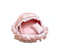Fzaqwen Lit Bercelonnette pour Animaux Nid pour Chats Coussin en Dentelle Douceur Coton Demi-clôturé Repos Agréable Facile à Entretenir Adapté à Chats Chiens Usage Maison, Pink Cherry