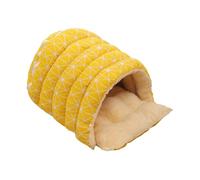 Fzaqwen Lit de Chat Grotte Design Semi Enveloppant avec Finition en Polaire Douillette et Intérieur Spacieux Apporte Chaleur et Sérénité pour Chats Adapté à A, Jaune