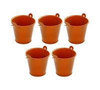 Fzaqwen Lot de 5 Petits Seaux en Métal, Vases en Métal, Centre de Table Robuste pour Confiseries, Loisirs Créatifs, Contenant à Fleurs Portable, Seaux à Glace, Orange