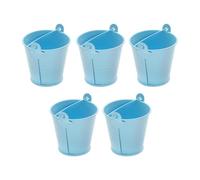 Fzaqwen Lot de 5 Petits Seaux en Métal, Vases en Métal, Centre de Table Robuste pour Confiseries, Loisirs Créatifs, Contenant à Fleurs Portable, Seaux à Glace, Bleu