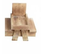 Fzaqwen Mangeoire pour Oiseaux Mangeoire Table Nichoir Plateau Distributeur en Bois pour Graines avec Petit Parasol Protecteur Convient au Cour Arrière, Marron Clair, sans Parapluie
