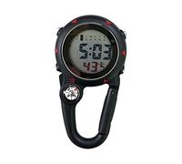 Fzaqwen Montre Mousqueton Numérique Rétro-éclairée Alarme Horloge Portative Multifonction Métal Mouvement Électronique Adaptée Extérieur Bureau, Noir