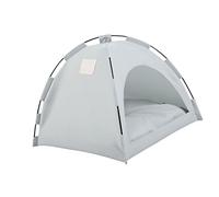 Fzaqwen Niche pour Chats Errants D'extérieur avec Tissu Oxford Imperméable et Tapis Auto-Chauffant. Conception Semi-fermée, Idéale pour Garage, Balcon Ou, 50x50cm Gris