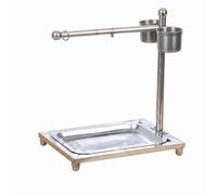 Fzaqwen Perchoir d'Entraînement pour Oiseaux pour Cage Barre Verticale Base Plate en Acier Inoxydable Double Gamelle Intégrée Adapté à l'Alimentation des Oiseaux Domestiques Escalade, Petit