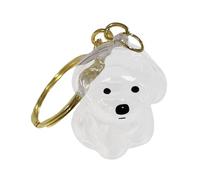 Fzaqwen Porte-clés en Forme de Chien, Transparent, Poils d'animal, Bouteille Souvenir, Breloque pour Sac, Bichon Frisé