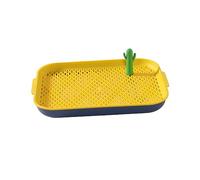 Fzaqwen Pot pour Animaux de Compagnie avec Litière Intégrée, Facile à Utiliser et Support pour Tapis d'apprentissage, Portable et Robuste, Idéal pour Les, Bleu Jaune