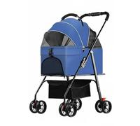 Fzaqwen Poussette pour Animaux Chariot Landau Panier Transport Cage Pliable Conception 2 en 1 Panier Détachable pour Transport à la Main Aération Multiple par, Bleu