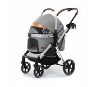 Fzaqwen Poussette pour Animaux Chariot pour Chien et Chat Panier de Transport Landau Animal Espace Intérieur Généreux et Maille Respirante Alliage d'Aluminium, Array, Gris