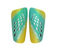 Fzaqwen Protège-Tibias Enfant Garde-Tibia Sport Plaque Dure Coque Contre Impacts avec Coussin EVA Aéré Confort Sec Insertion sous Les Chaussettes Matériau PP, Aqua-Jaune, L