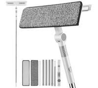 Fzaqwen Raclette de Nettoyage de vitres étendue - Lave-vitre télescopique 3 en 1 à Long Manche avec raclette, kit d'outils de Nettoyage de vitres Rotatif avec Poteau Le Verre intérieur/extérieur