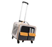 Fzaqwen Sac à roulettes pour Chat, Conteneur de Transport pour Animaux à roulettes, Sac à Dos pour Chien en Oxford, Jaune