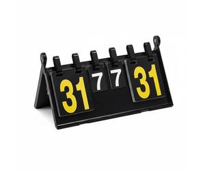 Fzaqwen Sports Scoreboard Tableau de Score Pliable de Table Manuel Compteur Indicateur Marqueur Forte Visibilité des Scores Anneaux Durables et Cartes, Jaune+Blanc, Papier 4 Chiffres