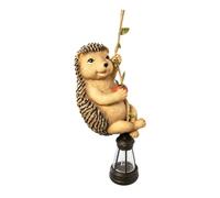 Fzaqwen Statue Suspendue D'extérieur, Figurine avec éclairage Solaire, Lampe de Jardin, Sculpture Charmante pour Porche Ou Arbre, Hérisson, 7.5 X 7.5 X 15.5 Cm