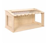 Fzaqwen Structure d'Élevage en Bois Côtés Transparents Couvercle Pivotant pour Hamsters Cailles Fentes d'Aération Moulure Décorative pour Entrien Facile à Domicile, 60 40 40 Cm
