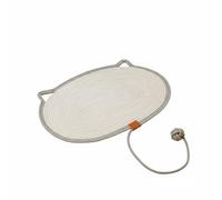 Fzaqwen Tapis Griffoir Chat Résistant aux Rayures Tapis Grattoir Coussinet avec Jouet Corde Lin Coton Tressée Robuste Texture Douce Fraîche Style Mignon, Blanc Argenté, 60 40cm