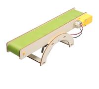 Fzaqwen Tapis Roulant Éducatif Modèle Convoyeur Électrique Kit Didactique Assemblage Moteur Surface Striée Support en Bois Découverte des Mécanismes pour Élèves Enseign STEM Salle de Classe