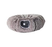 Fzaqwen Tunnel pour Chat Lit Tunnel Tube pour Chaton Interactif avec Tapis Amovible Transportable Matière Peluche Confortable Boutons, CafÉ