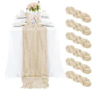 FZBANG Lot de 6 chemins de Table en Gaze de Sable Semi-Transparente pour décoration de Table de Mariage, Arche de décoration de Mariage, Douche Nuptiale