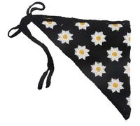 FZBNSRKO 1 lot de foulards en crochet pour cheveux, foulard tricoté au crochet pour cheveux à motif floral pour femmes et filles, noir