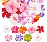 FZBNSRKO Lot de 100 têtes de fleurs de frangipanier artificielles de 7,1 cm de couleurs assorties pour mariage, guirlande de fleurs, bijoux, pinces à cheveux, bandeaux (couleurs mélangées)