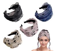 FZBNSRKO Lot de 4 bandeaux larges en dentelle, antidérapants, larges et rigides, bandeaux creux pour femmes/grandes filles