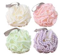 FZBNSRKO Lot de 4 éponges de bain en luffa exfoliantes pour le corps, les boules de douche pour femme/homme/enfant (couleur mélangée)