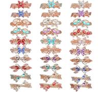 FZBNSRKO Lot de 5 barrettes fran aises en m tal avec strass en forme de papillon/n ud papillon/fleur pour femmes et filles (couleur al atoire)